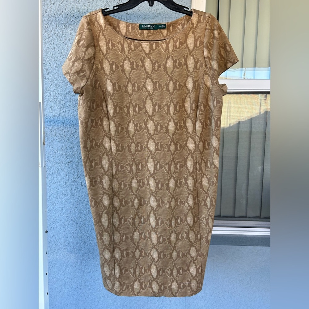 Lauren Ralph Lauren Snakeskin Print Stretchy Pullover Knit Dress Size 1X